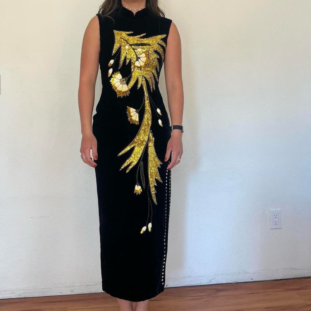 Black Velvet Mock Neck Maxi dresd